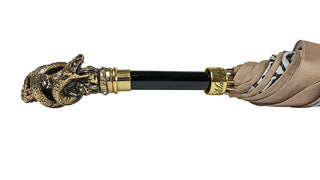 Handmade animalier umbrella gold snake handle open canopy