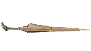 Elegant animalier pattern umbrella gold snake handle close-up