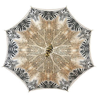 Exclusive animalier pattern umbrella with gold snake handle