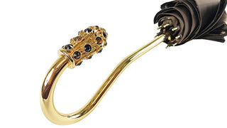 Luxury leopard umbrella – crystal handle folded closed