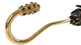 Luxury satin leopard umbrella – crystal detail close-up