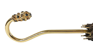 Italian leopard satin umbrella – crystal handle detail