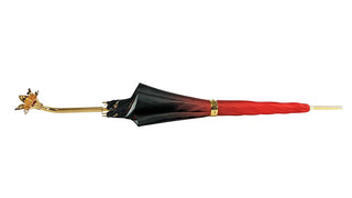 Elegant gold plated umbrella Swarovski crystal handle close-up