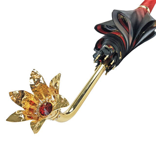Gold plated women's umbrella Swarovski crystal handle view