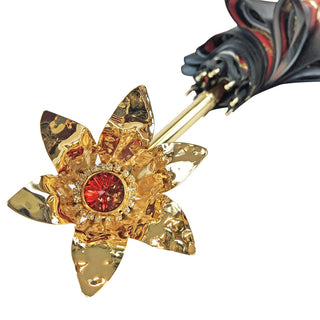 Luxury gold plated umbrella Swarovski crystal handle detail