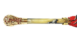 Exclusive red satin crown umbrella 24K gold plated handle