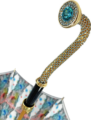 Luxury grey umbrella anemone flower 24K gold handle detail