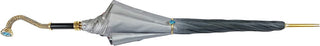 Elegant grey anemone umbrella 24K gold handle close-up