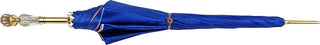 Elegant blue umbrella coral interior gold handle close-up