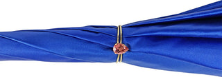 Women's luxury blue umbrella coral gold handle top view
