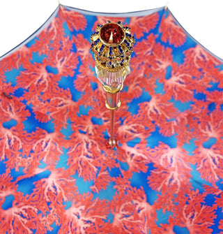 Exclusive luxury blue umbrella coral interior gold handle