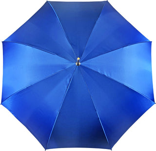Handmade luxury blue double canopy umbrella gold handle open