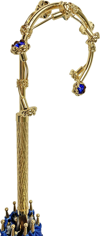 Exclusive luxury blue double canopy umbrella gold handle