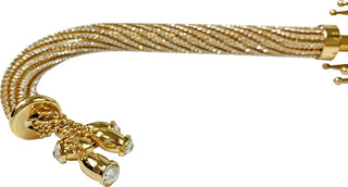 Luxury golden satin double canopy umbrella Swarovski handle