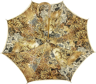 Exclusive golden satin double canopy umbrella Swarovski crystal
