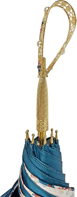 Exclusive floral umbrella Swarovski crystal gold handle