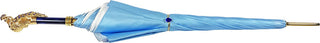 Luxury peacock umbrella – blue satin open canopy view