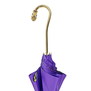 Italian purple umbrella – crystal gold handle detail