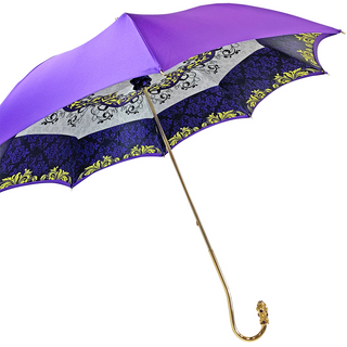 Purple satin umbrella – Swarovski crystal handle close-up