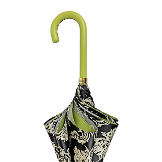 Luxury black damask umbrella leather handle detail