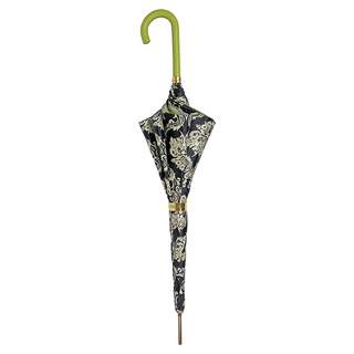 Elegant black damask pattern umbrella leather handle close-up