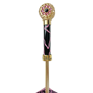 Luxury fuchsia women's umbrella designer 24K gold handle detail