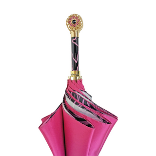 Fuchsia women's umbrella designer pattern 24K gold handle