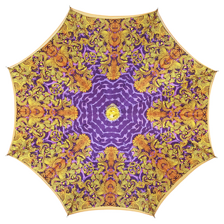 Women's orange leopard print umbrella crystal handle top view