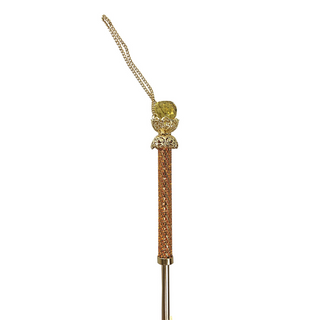 Orange leopard pattern women's luxury umbrella crystal handle