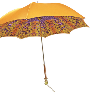 Women's orange leopard umbrella crystal handle side view