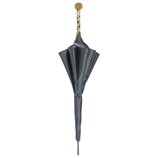 Luxury grey umbrella – gold handle open canopy
