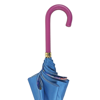 Italian multicolor umbrella – leather handle detail