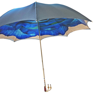 Women's luxury umbrella gold handle red crystal closure side