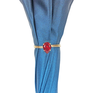 Women's luxury umbrella gold red crystal closure top view