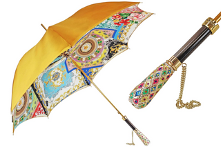 Luxury Italian automatic umbrella – 24K gold plated handle satin front