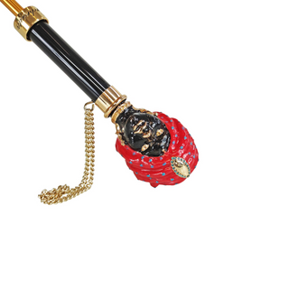 Luxury Sicilian art pattern umbrella 24K gold handle detail