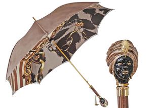 Classic Sicily silk-like luxury umbrella 24K gold handle front