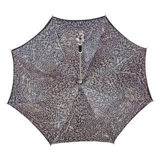 Premium black hand-painted wolf silverplated 925 handle carbon fiber umbrella detail