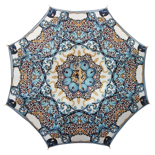 Italian luxury blue umbrella – crystal handle closed view