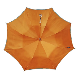Green satin designer umbrella – gold plated handle profile