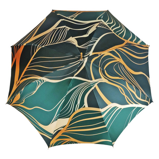 Italian handmade umbrella – green satin open view