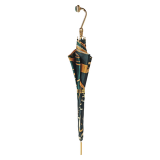 Green Italian umbrella – gold plated handle open canopy