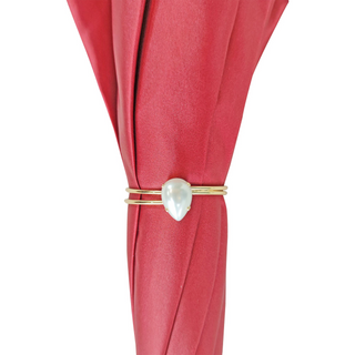 Women's designer umbrella – gold plated crystal handle view