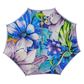 Lilac floral women's umbrella amethyst crystal handle view