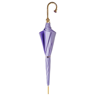 Elegant flowered lilac umbrella amethyst crystal handle close-up