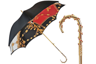Women's luxury umbrella Siam crystals 24K gold handle front