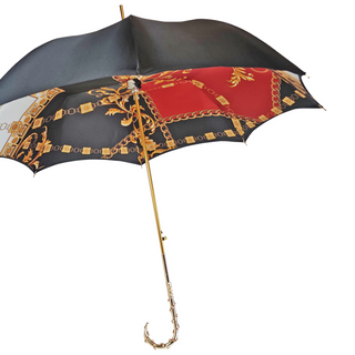 Luxury women's umbrella Siam crystal 24K gold handle side