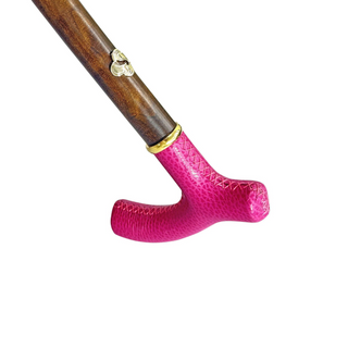 Handmade Italian umbrella – pink leather handle profile