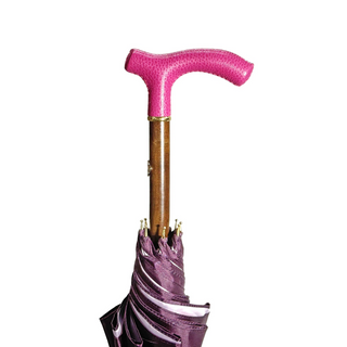 Italian ladies umbrella – pink leather and gold detail