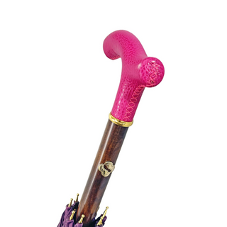 Italian handmade ladies umbrella – pink handle closed